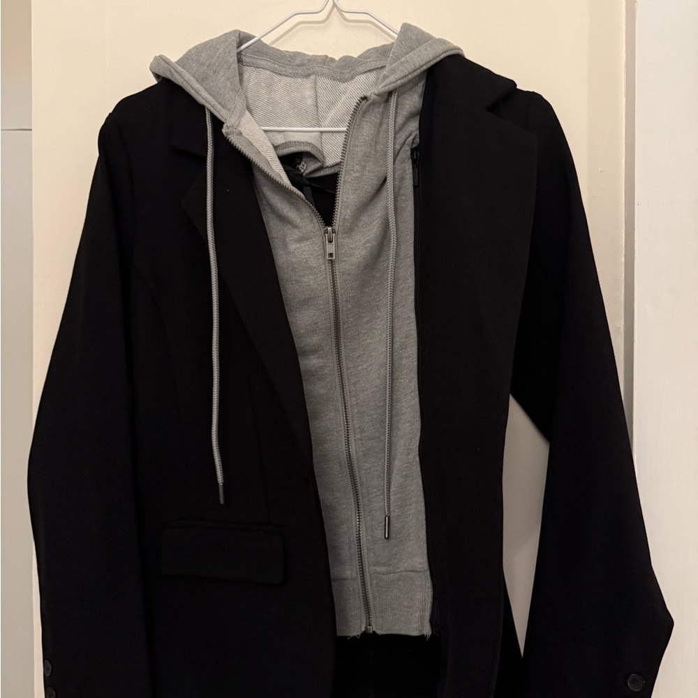 Women’s Black Jacket with Gray Hoodie